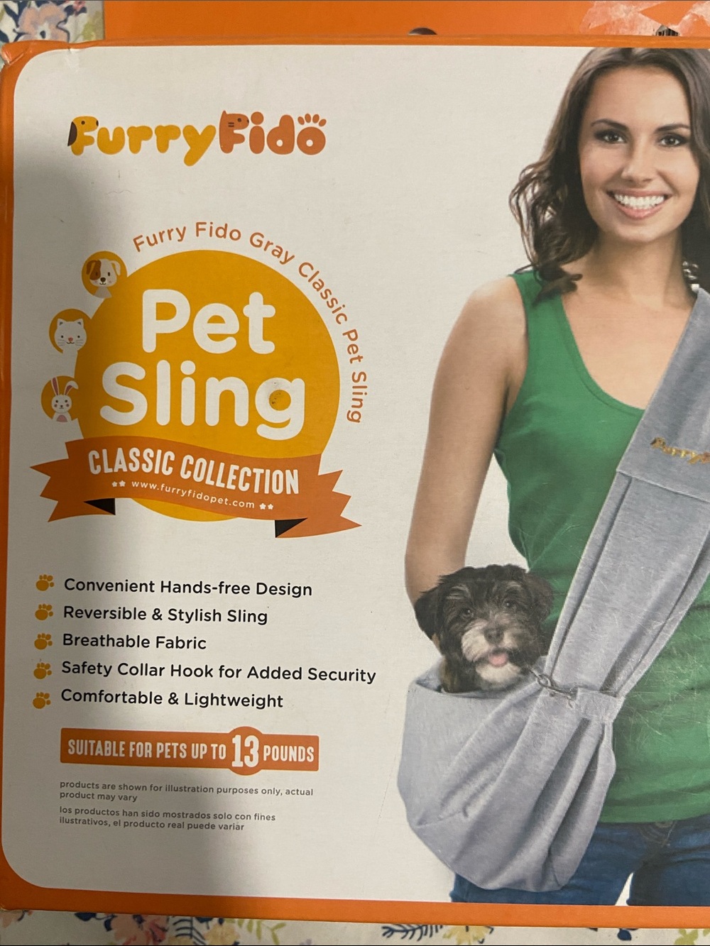Gray Classic Pet Sling - Hands-Free Small Pet Carrier